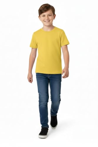 Image of T-Shirt for Boys | Super Colour (White Black Pink Yellow) Super Cotton [100% Pure] Solid Plain Tees