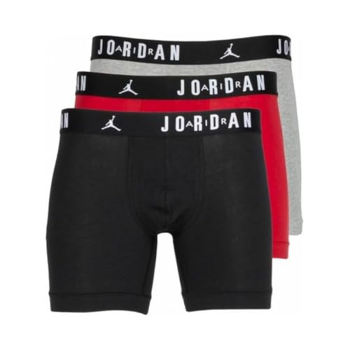 Jordan Herren Flight Cotton Core 3Pk Boxershorts, Gym Red/Black, M