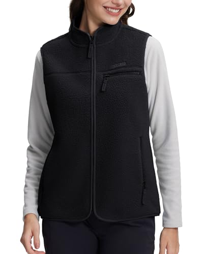 Pioneer Camp Women's Sherpa Fleece Vest, Warm Fuzzy Fleece Vest Sleeveless Casual Outerwear Jacket with 3 Zip up Pockets2