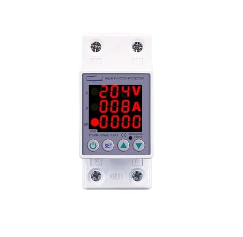 Relé protector sobretensión riel DIN 220V 80A con pantalla dual para hogar