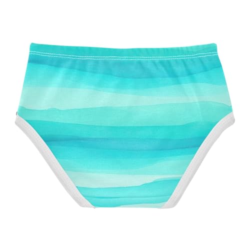 Stripes Turquoise Aqua Kids Underwear, Toddler Girl Briefs, Girls Underwear Cotton, 2–8 Years2