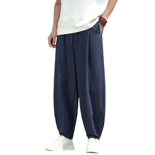Pantalon d'été de style chinois en coton-lin idéal pour vos journées de détente au soleil