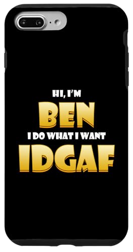 Funny personalized gift for Ben reads: HI, I'M BEN I DO WHAT I WANT IDGAF! This cute Ben costume video trend meme gag gift is for anyone named Benjamin! Funny custom first name / nick name gift for Ben Men Women and Children. IDGAF meaning? Look it up!