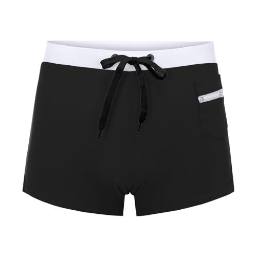 Swim Shorts Mens Swim Trunks Board Beach Casual Fashion Solid Color Elastic Waist Drawstring Sport Shorts with Pockets3