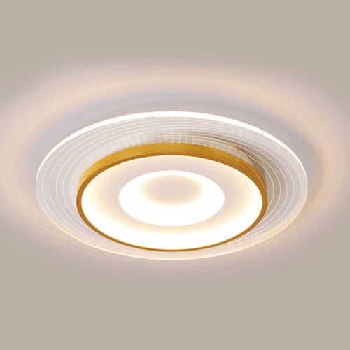 Plafonnier avec télécommande LED encastré acrylique doré pour chambre et salon