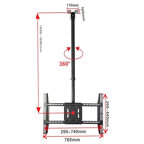 Support de plafond TV pour écran plasma 55-75 pouces charge 80kg
