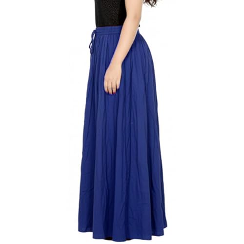 Image of Sttoffa Women Solid Color Maxi Plain Cotton Full Length White Skirt 40 inch Long Cotton Long Skirt