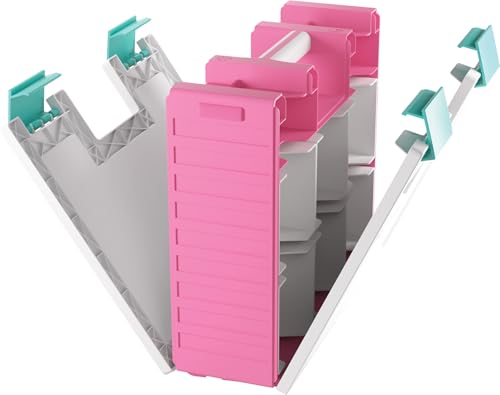 Gamegenic Game Castle - All-in-One Double-Sided Storage Case for Cards and Gaming Accessories, 19 Removable Trays in 5 Sizes, Ideal for Cards, Tokens, Dice and Tools, Pink/White/Teal Color, Made by Gamegenic - Image 5