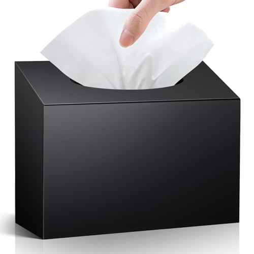 Acrylic Hand Towel Box Cover Compatible with Kleenex Disposable Hand Towels Wall-Mounted Paper Towel Dispenser Suitable for Tabletop Bathroom Car and Office Use Valentines Day Gifts (Black)