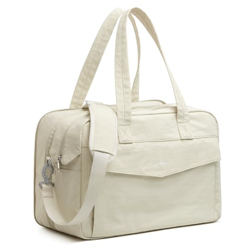 G4Free Expandable Duffle Bag for Travel Weekender Overnight Carry On Tote Duffel Bags for Men Women (Beige)