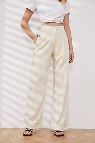 Women’s Wide Leg Trousers Pants High Waisted Black Business Work Straight Leg Long Pants2