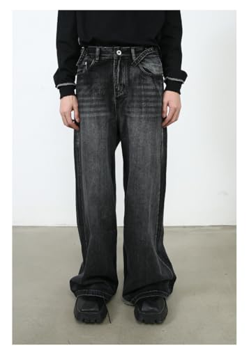 Men's Denim Jeans American Retro Wide Leg Casual Loose Commuting Daily Office Pants for Men2