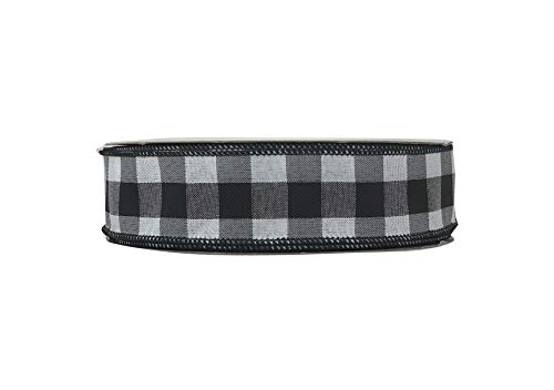 Image of Buffalo Check Black White Ribbon - 1 1 /2 inch x 50 Yards, Wired Edge Plaid Christmas Ribbon, Wreath, Farmhouse Decor, Garland, Presents, Gift Basket, Wrapping, Ribbons for Crafts