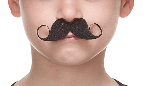 Mustaches Self Adhesive Fake Detective for Kids, Novelty, Small False Facial Hair, Costume Accessory for Children, Black Color