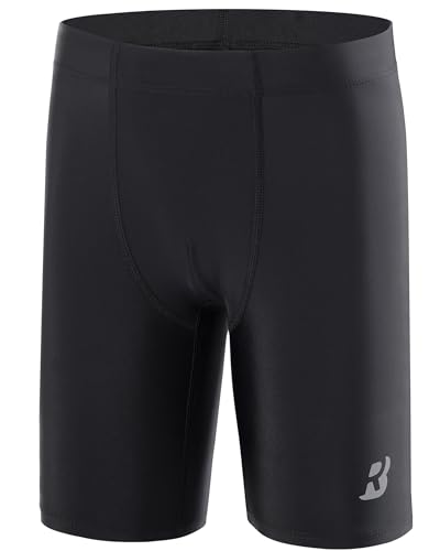 Roadbox Boys' Competitive Swim Jammers, Quick-Dry UPF 50+ Sun Pretection Swim Team Swimsuit for Youth, Athletic Compression Swim Shorts Trunks for Racing Pool Bathing Swimming Training Black