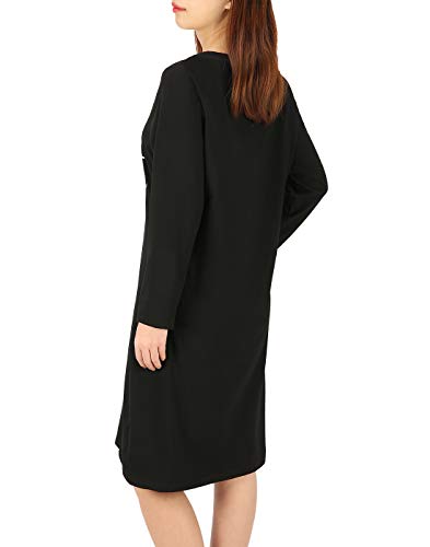 Hde Womens Sleepwear Cotton Nightgowns Long Sleeve Sleepshirt Print Night Shirt (Cute Cat, 2X/3X) #TOP1