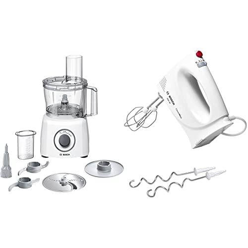 Bosch, Robot da Cucina, MultiTalent 3, MCM3100W, 800 Watt, 20 Funzioni, Lama Multifunzione, SmartStorage, Bianco & MFQ3030 Sbattitore, Bianco