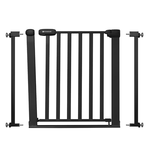 Kinderkraft Lock&GO Treppenschutzgitter Ohne Bohren, Türschutzgitter, Kinderschutzgitter, von 75 bis 103 cm, 90 Grad öffnen, doppelte Verriegelung, Schwarz