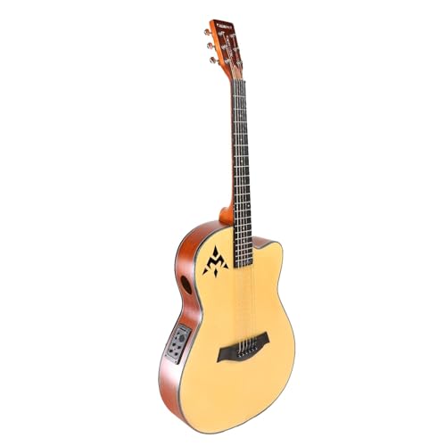 Image of Kadence OF01-EQ Acoustica 39 inch Electro Acoustic Guitar | Slim Body Cutaway | Spruce Wood | Built-in Pickup + 3 Band EQ | Comes with Bag | Includes Learning Course | Natural