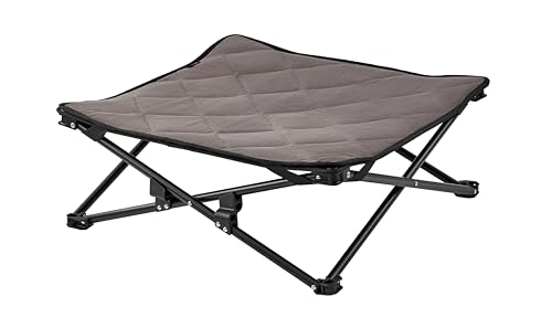 KingCamp Erhöhtes Hundebett Hundeliege Outdoor Haustierbett Haustierliege Atmungsaktivem Mesh & Wildledermatte & Rutschfesten Füßen für Reisen Garten Outdoor Indoor, Schwarz 57 x 57 x 23 cm