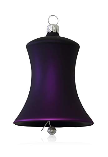 Lauschaer Glas Christbaumschmuck Glocken groß lila matt 2 Stück d 7cm Christbaumschmuck Weihnachtsbaumschmuck mundgeblasen