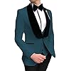 Herenpak Casual Rugular Slim Fit 3 stuks Prom Tuxedos Shawl Rapel Huwelijksmensen (Blazer+Vest+broek) (Kleur : Blauwgroen, Maat : 56)