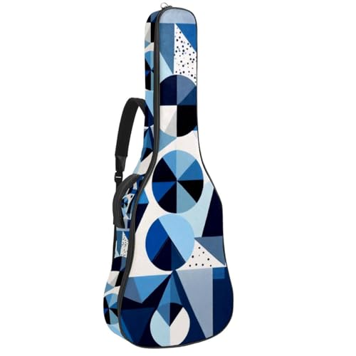 Sac guitare acoustique bleu géométrique imperméable 42.9" avec housse de protection à poches