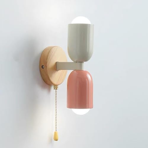 DLGLOLIN 2 Lampe Applique Murale avec Interrupteur Lampe Murale Interieur Moderne Éclairage Mural n Métal et Bois Lampe de Mur pour Chambre Salon Cuisine...