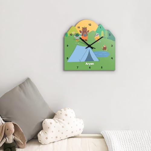 Image of Zooboo Personalized Analog Wall Clock, Custom Name Acrylic Silent Quartz Movement Wall Clock with Sleek Modern Design, Ideal for Birthdays or Return Gifts (Design - Into The Wild) 30x30 cm, multicolor