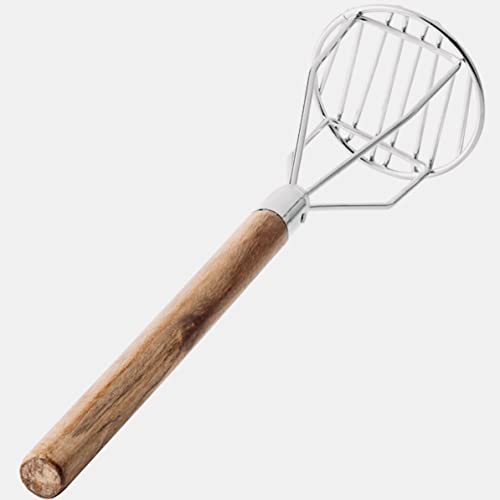 Tezzorio 24 Inch Chrome Plated Round-Faced Potato Masher With Wooden Handle thumb #1