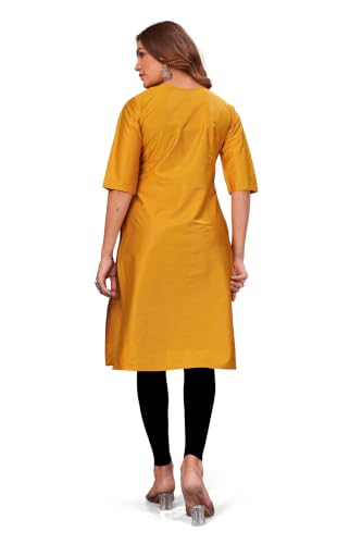 Image of Women's Chanderi Cotton Embriodired Kurtis