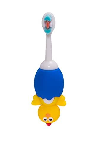 Image of Adore Chick Brush Design Toddler Toothbrush Comfortable to Use Deep Cleaning Dense Nano Bristle Animal Design Funny Children Toothbrush for Home (Cute Chick Multicolor)