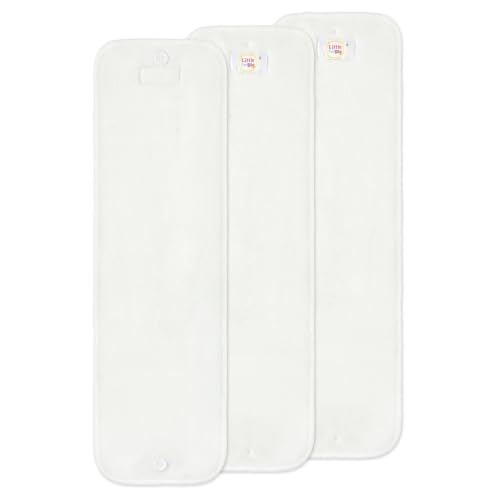 Image of LittleForBig Adult Microfiber Booster Pads with Buttons 3-Pack | Removable, Washable, Microfiber Fiber Reusable Diaper Pads for Pocket Diapers, Cotton Prefolds & Covers