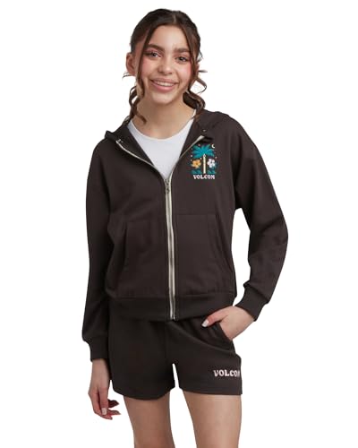Volcom Girl's Sweatsuit Set - Long Sleeve Full Zip Up Hoodie Sweatshirt and Sweat Shorts Set for Girls (Sizes: 4-12)
