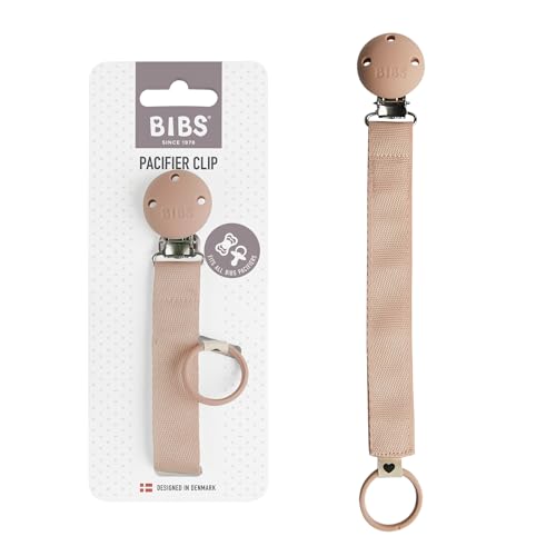 Image of BIBS Pacifier Clip Ribbon - Secure Your Baby's Pacifier with Durable Polyester Webbing and Nickel-Free Metal Clip - Compatible with All BIBS Pacifiers - Blush