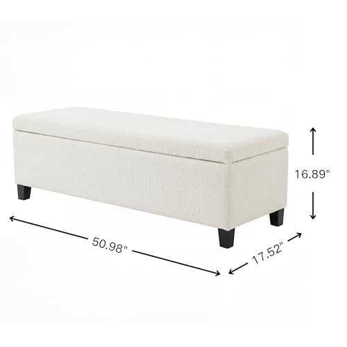 Christopher Knight Home Linfield Living Room Ottoman with Storage, Entryway Fabric Upholstered Storage Ottoman Bench, Rectangular Sofa Foot Stool, Bedroom End of Bed Bench, Shoe Organizer, White by Christopher Knight Home - Used condition - Image 5