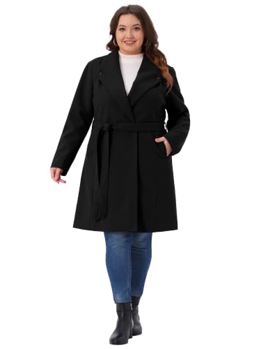 Image of Agnes Orinda Women Plus Size Lapel Double Breasted Belted Winter Coats