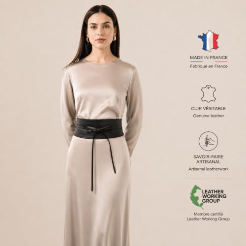 Image of FASHIONGEN - Woman Italian leather Obi belt, CASSIANE