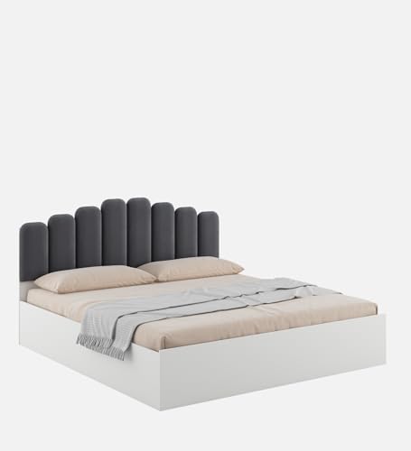 Image of Castle King Size Box Bed, Engineered Wood, Grey Finish | Elegant & Durable | Knock-Down Delivery | 3-Years Warranty