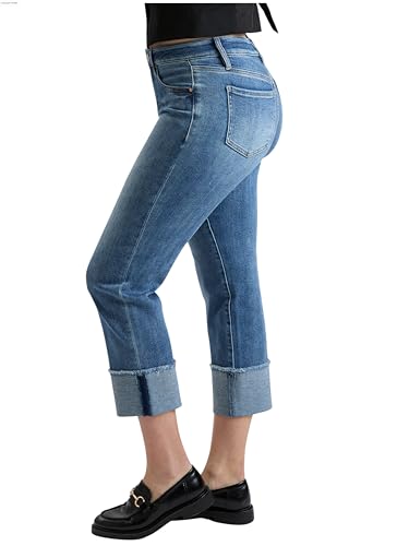 ROYALTY FOR ME Women's Premium Stretch Mega Cuff Jeans, M Medium Blue, 142