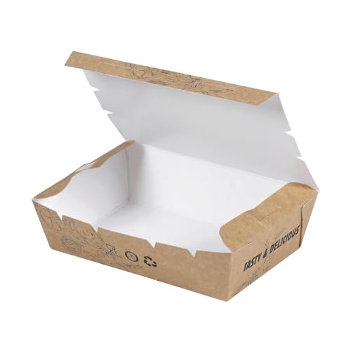 Pack2Eat Disposable Meal box, Biodegradable Paper Medium Size Snack Boxes, Eco-Friendly, Leak Proof and Grease Resistant Fast Food Boxes for Burgers, Fries, Snacks Lockable boxes - Pack of 50 - Image 3