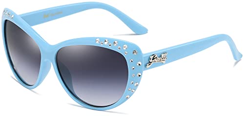 Lunettes de soleil œil de chat Giselle fille 6-14 ans strass bleu tendance