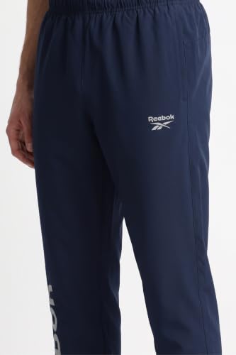 Image of Reebok Men's Woven Mesh Track Pants - Breathable Mesh Panels Gym Trackpants for Men | Training Running Payjama for Men | Athletic Pants - Elastic Drawcord Waistband