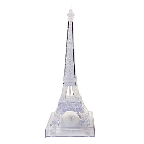 Jenilily 3D Transparent Eiffel Tower Crystal Jigsaw Puzzle Toy Gift For Kids Adults Gadget Building Blocks Brain Teaser Light-Up Base Included #TOP22