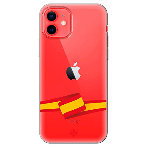 Movilshop Funda para [ iPhone 12 Mini ] Dibujo Auténtico [ Bandera España ] de Silicona Flexible Transparente Carcasa Case Cover Gel para...