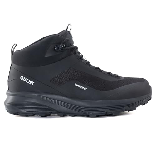 OUTJET Men's Waterproof Hiking Boots Lightweight Comfortable Breathable Outdoor All-Terrain Trekking Ankle Boots