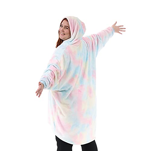 The Comfy Dream | Oversized Light Microfiber Wearable Blanket, Seen On Shark Tank, One Size Fits All, (Cotton Candy Tie Dye) #TOP3