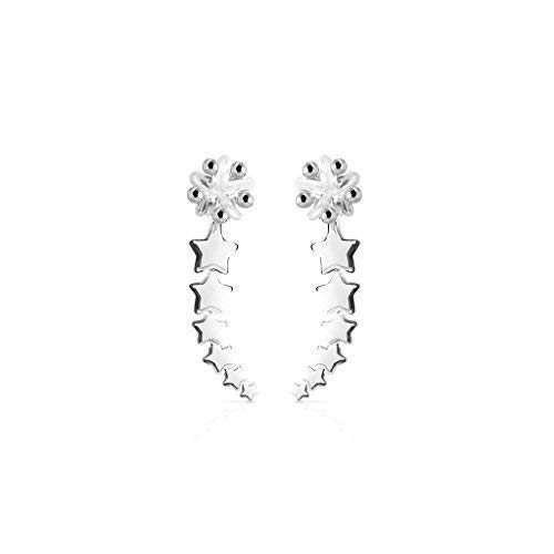 Coolbodyart Ear-Crawler Tapsi Per Donna - Polsini Orecchio In Ottone Rodiato Con Stelle E Zirconi - Colore Silver-Aqua (CBAEL-01_Q) - 2