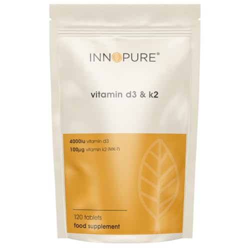 INNOPURE Vitamin D3 4,000IU & K2 MK-7 100µg - 120 Tablets, 4 Months Supply - UK Made