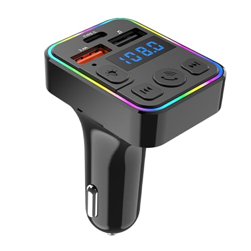 Adaptador MP3 Para Automóvil - Receptor De Vehículo Con Transmisor De Radio, Puerto Tipo C, Reproductor MP3 USB Doble | Llamadas Manos Libres Audio Para Vehículos Recreativos Configuración Del Automóv